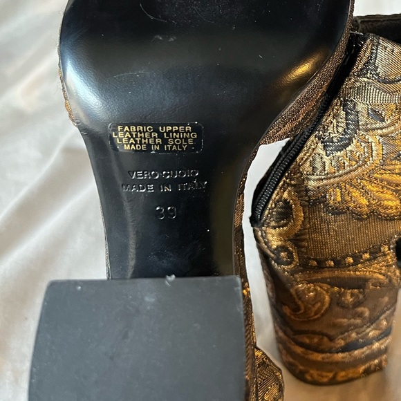 Steven by Steve Madden Women’s Black Gold Embroidered, Open Toe Heels Size 8.5 - Picture 3 of 4